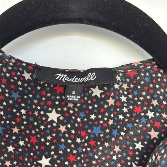 Madewell Silk Ruffle-Hem Wrap Top in Starry Night, S - Picture 3 of 8